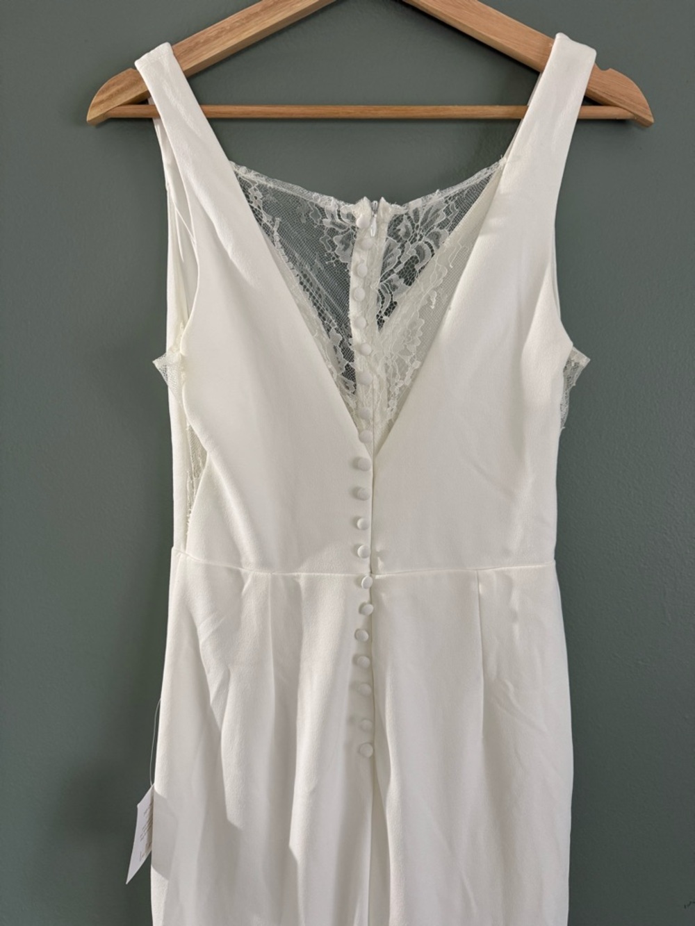 White Sleeveless Lace-Panel Wedding Dress - Picture 8 of 13